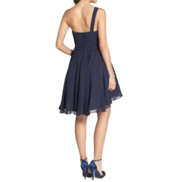 CITY STUDIO One Shoulder Embellished Prom Dress Navy Chiffon Crinoline *As is 13 - Picture 2 of 15